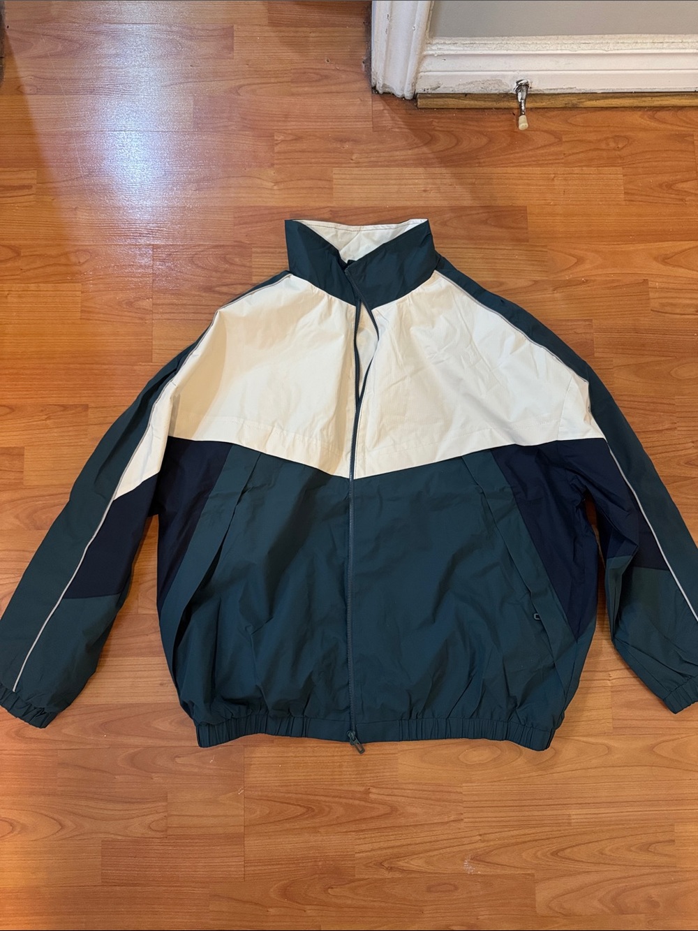 Men's Colorblock Windbreaker Jacket - Teal & White